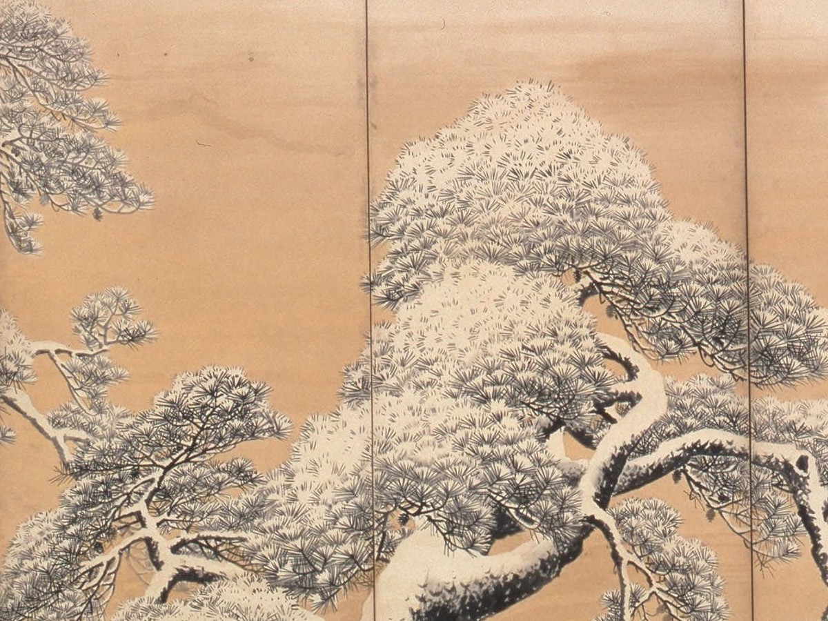 円山応挙「雪松図屏風」（1786年）雪を積んだ松の枝葉のディテール