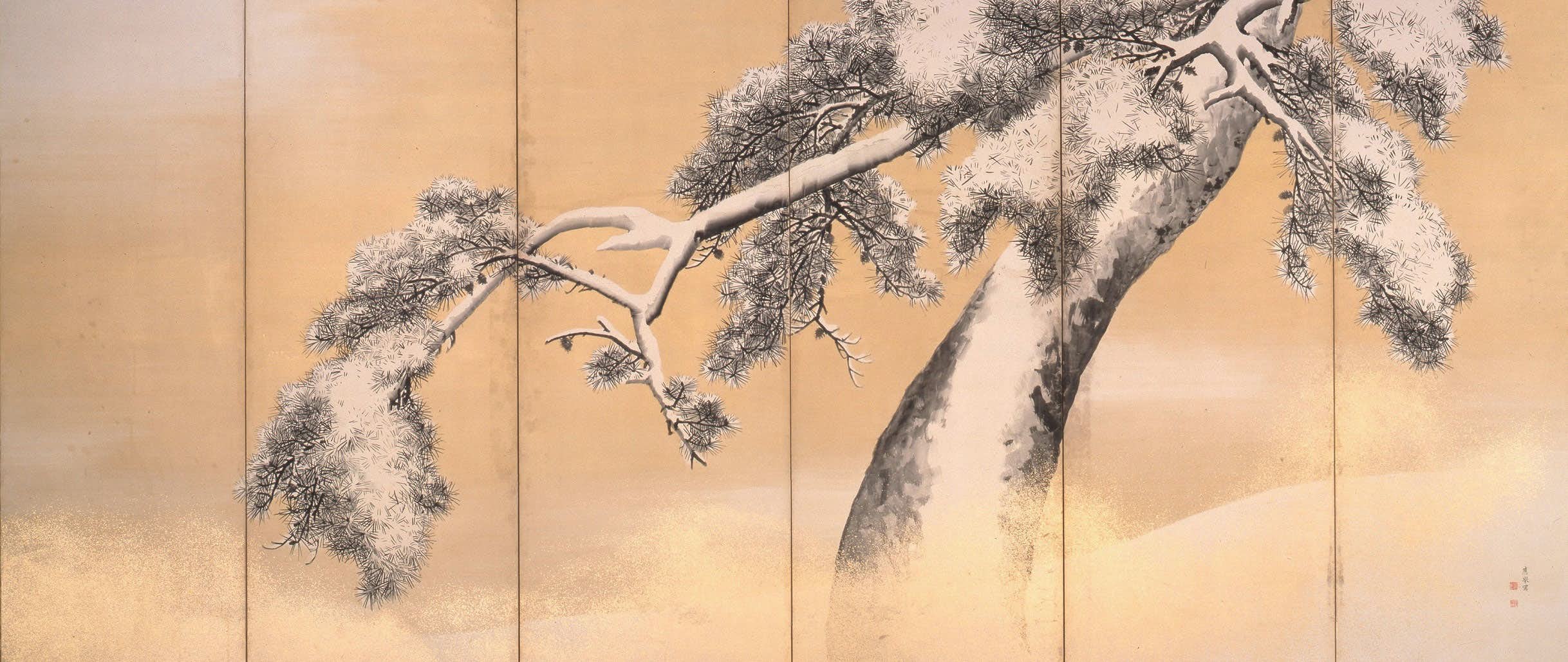 円山応挙「雪松図屏風」右隻（1786年）三井記念美術館所蔵