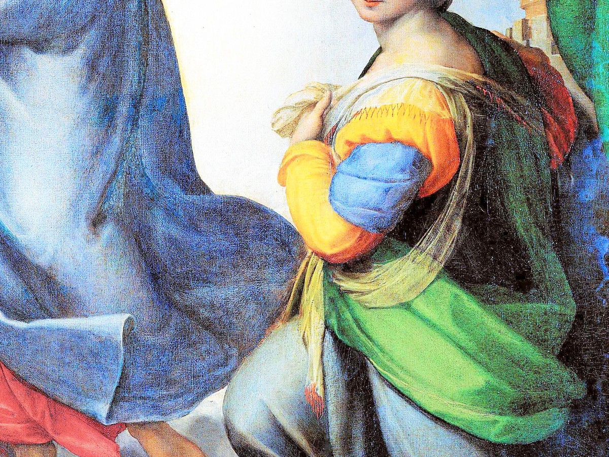 ラファエロ「システィーナの聖母」(1512〜1513年頃)聖バルバラのディテール