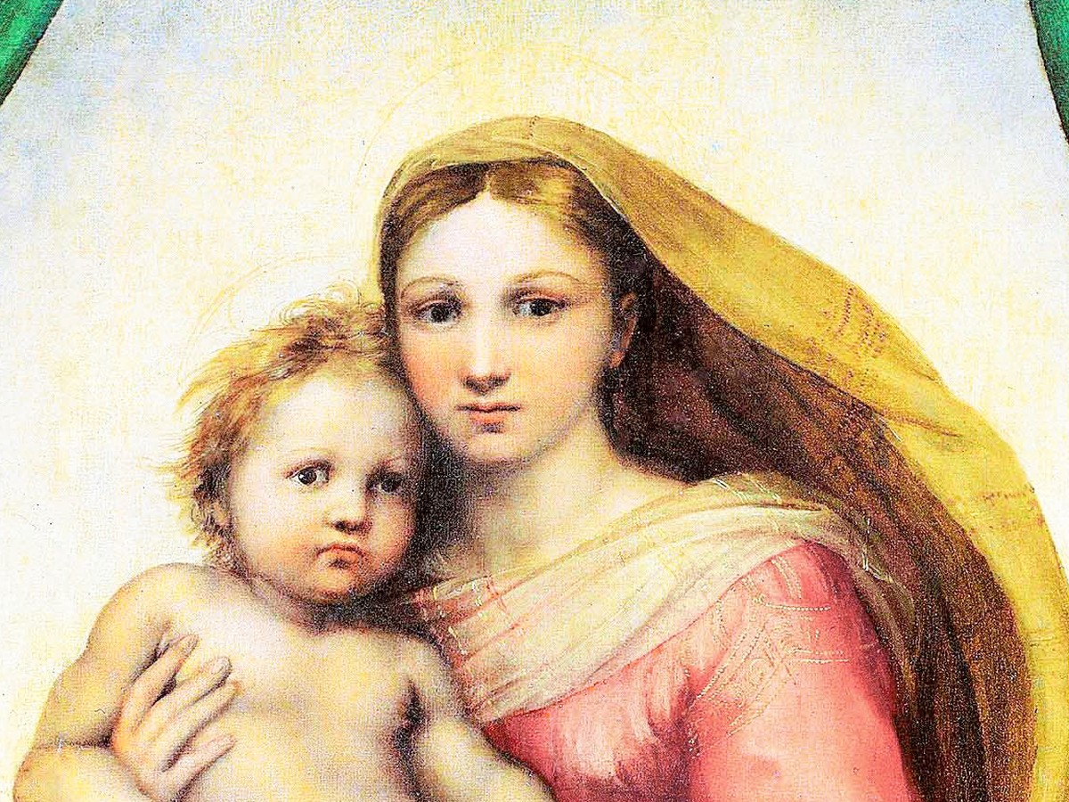 ラファエロ「システィーナの聖母」(1512〜1513年頃)聖母マリアと幼子キリストのディテール