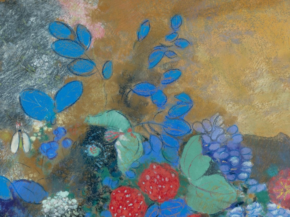 ルドン「花」花のクラスターのディテール