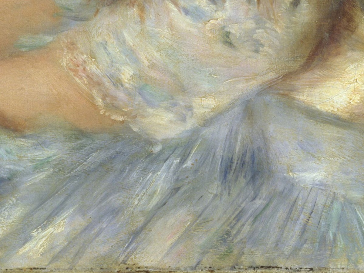 ルノワール「イレーヌ・カーン・ダンヴェール嬢」（1880年）ドレスのディテール