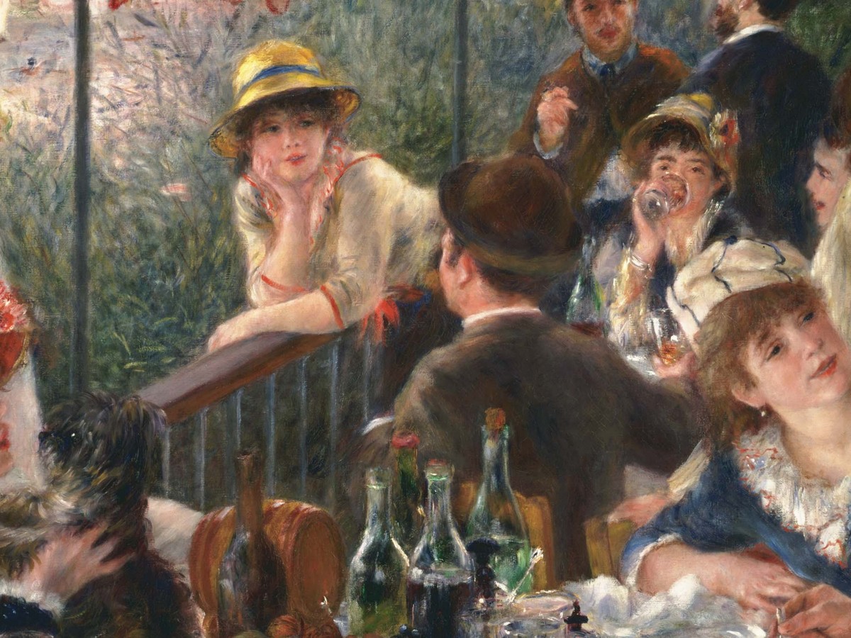 ルノワール「舟遊びの昼食」会話する人々のディテール