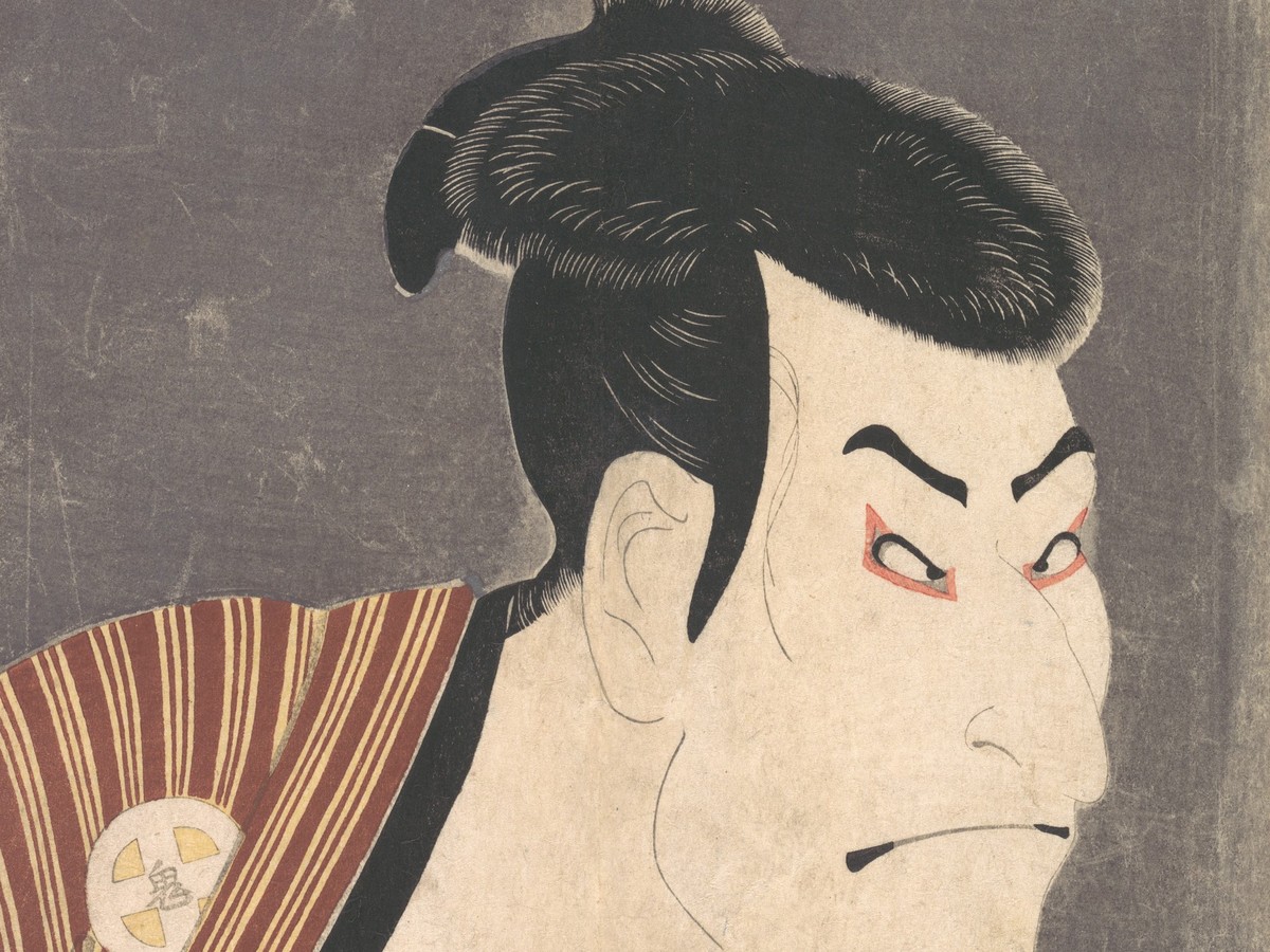 東洲斎写楽「三代目大谷鬼次の奴江戸兵衛」（1794年）誇張された表情のディテール