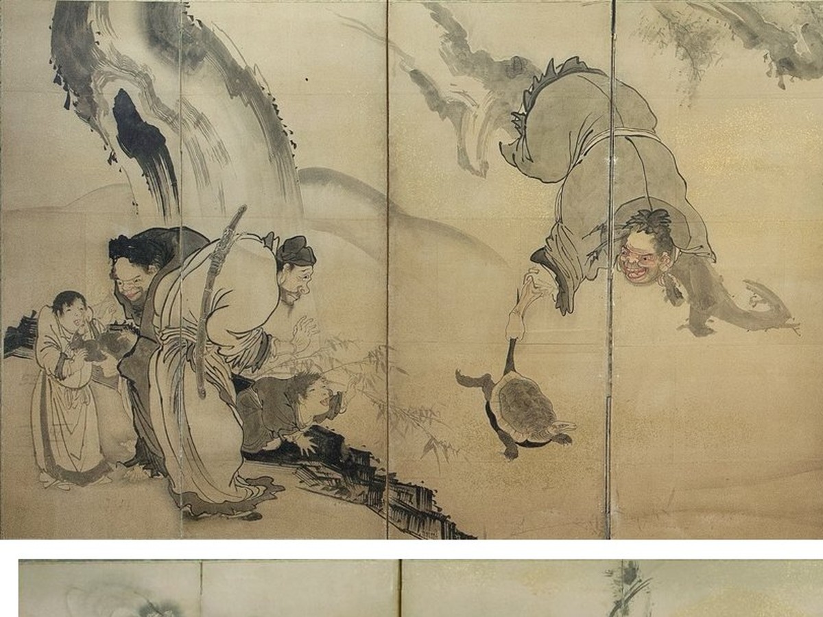 曾我蕭白「群仙図屏風」(1760年頃)仙人たちのディテール