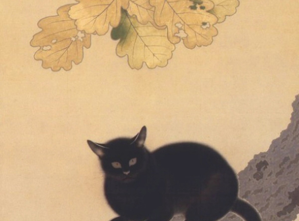 菱田春草「黒き猫」(1910年)黒猫のディテール——永青文庫所蔵