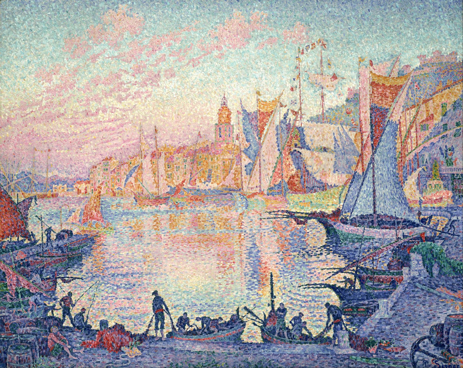 ポール・シニャック「サン＝トロペの港」（1901-02年頃）アノンシアード美術館所蔵