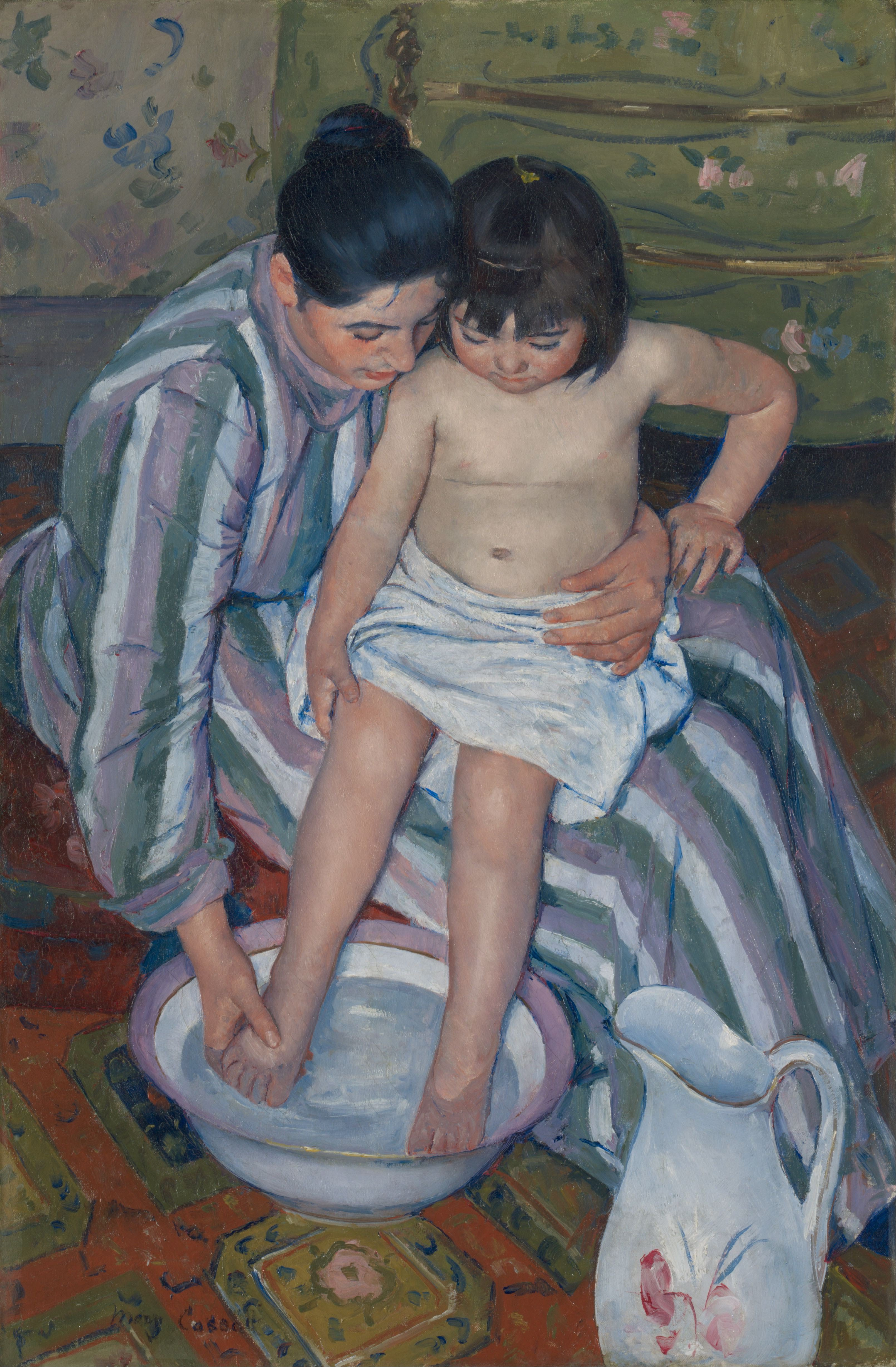 メアリー・カサット「子どもの沐浴」（1893年）シカゴ美術館蔵——浮世絵構図で描いた日常の母子