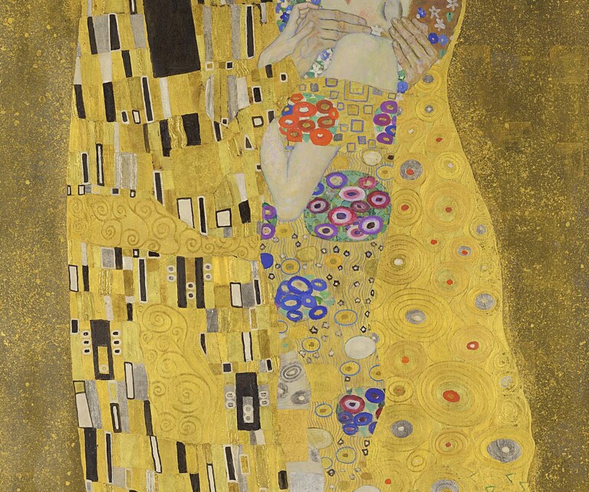 グスタフ・クリムト「接吻」詳細（1907-1908年）ウィーン・オーストリア絵画館蔵