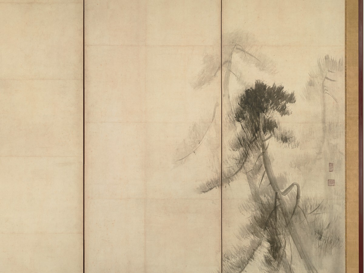 長谷川等伯「松林図屏風」右隻——右端の孤立した一本の松