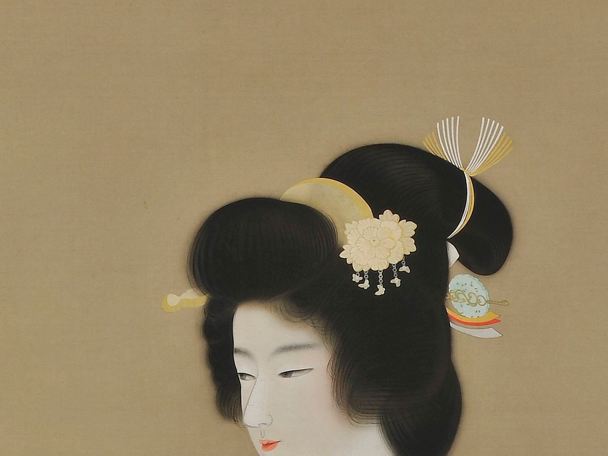 上村松園「序の舞」（1936年）女性の面差しと髪飾りのディテール