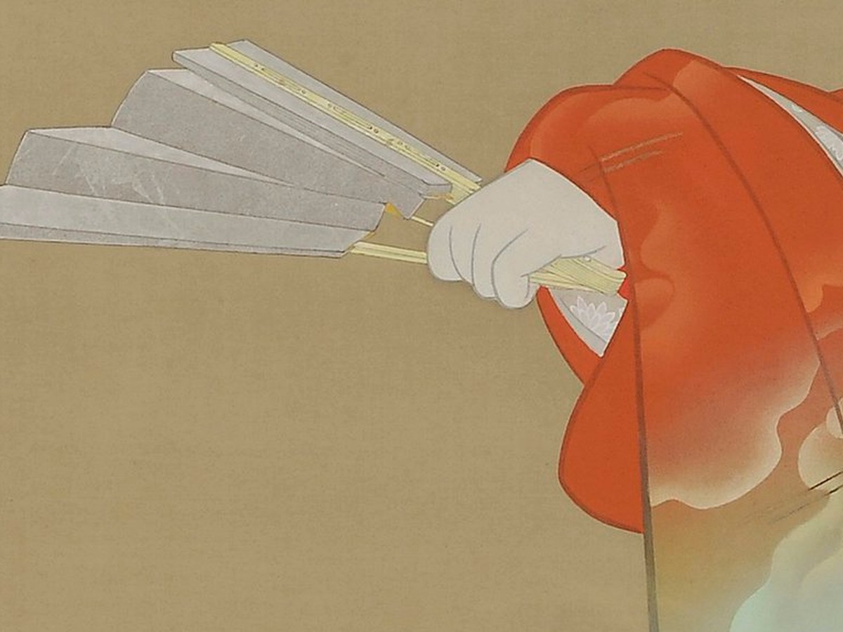 上村松園「序の舞」（1936年）扇を持つ手のディテール