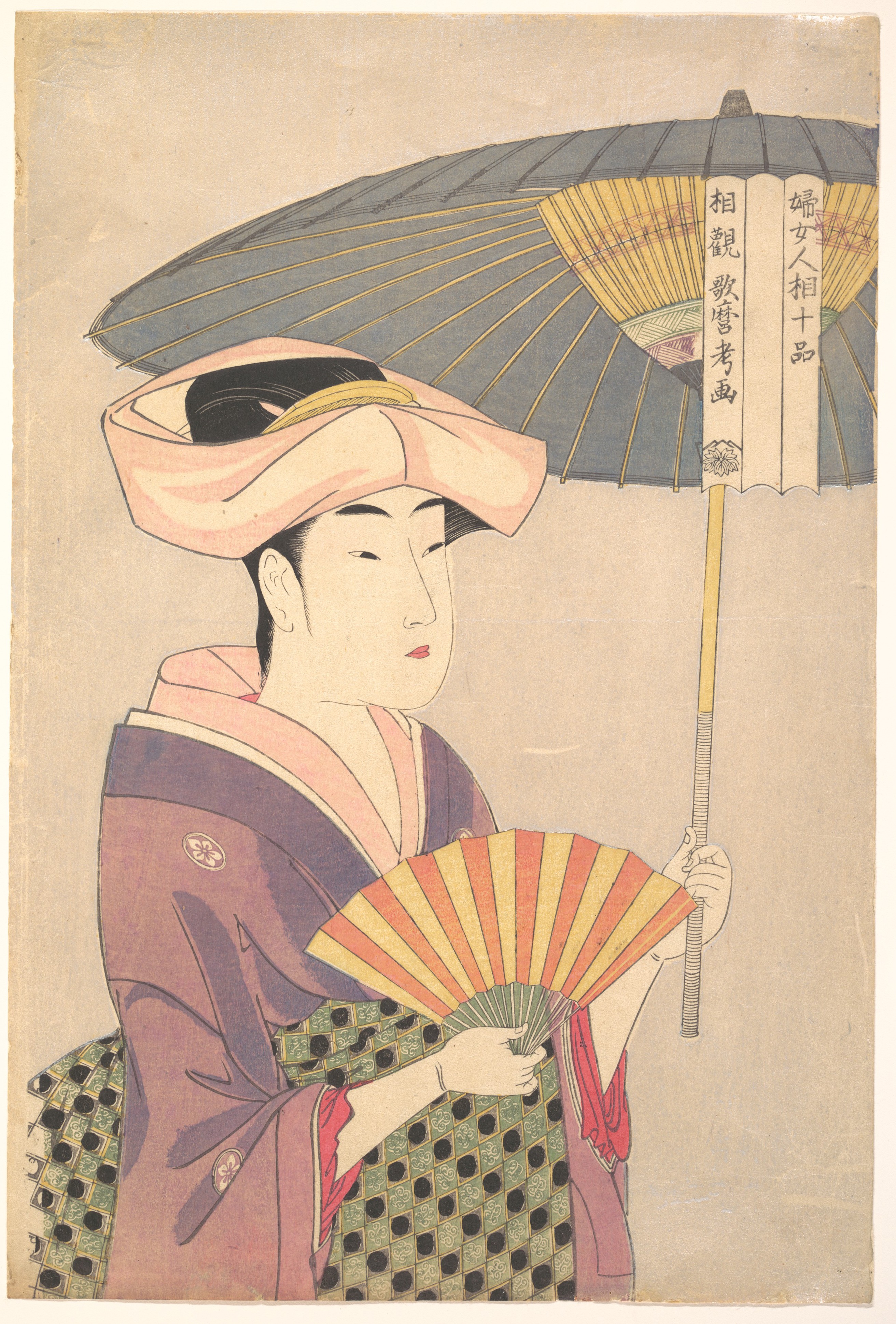 喜多川歌麿「婦女人相十品 日傘をさす女」（1792〜93年頃）メトロポリタン美術館所蔵