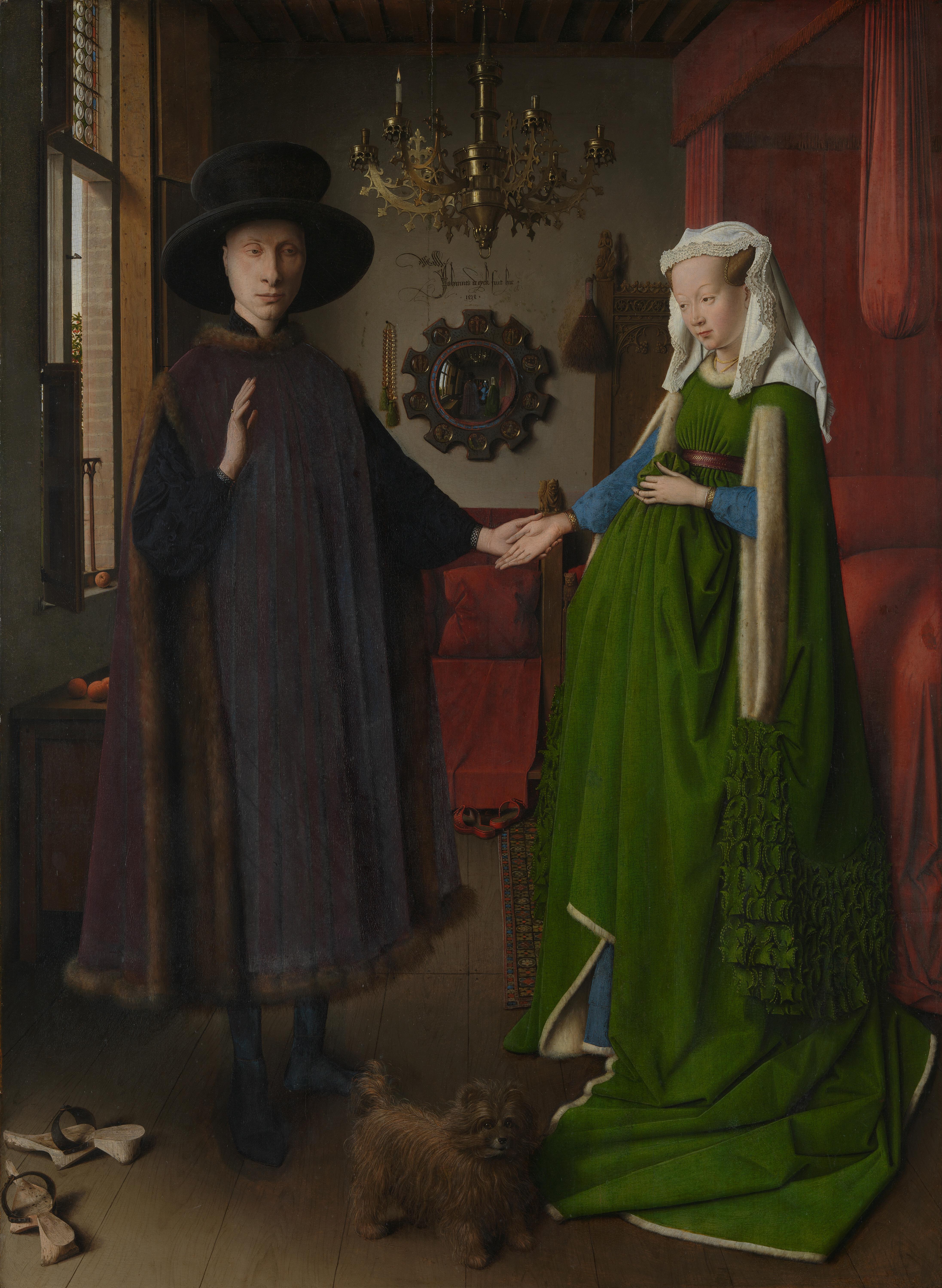 ヤン・ファン・エイク「アルノルフィーニ夫妻の肖像」（1434年）ロンドン・ナショナル・ギャラリー所蔵