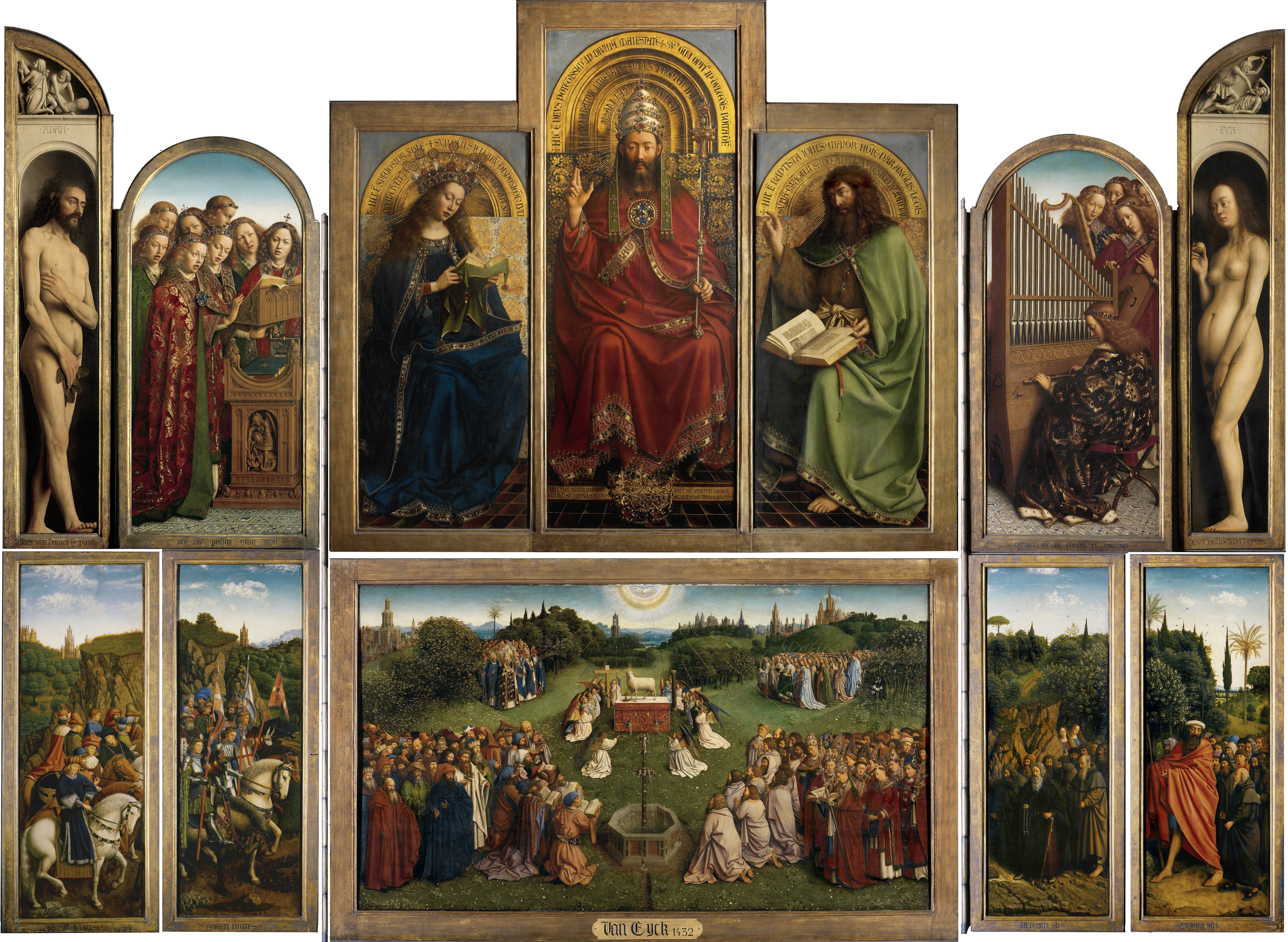 ヤン・ファン・エイク「ヘントの祭壇画」（1432年）ゲント・聖バーフ大聖堂所蔵