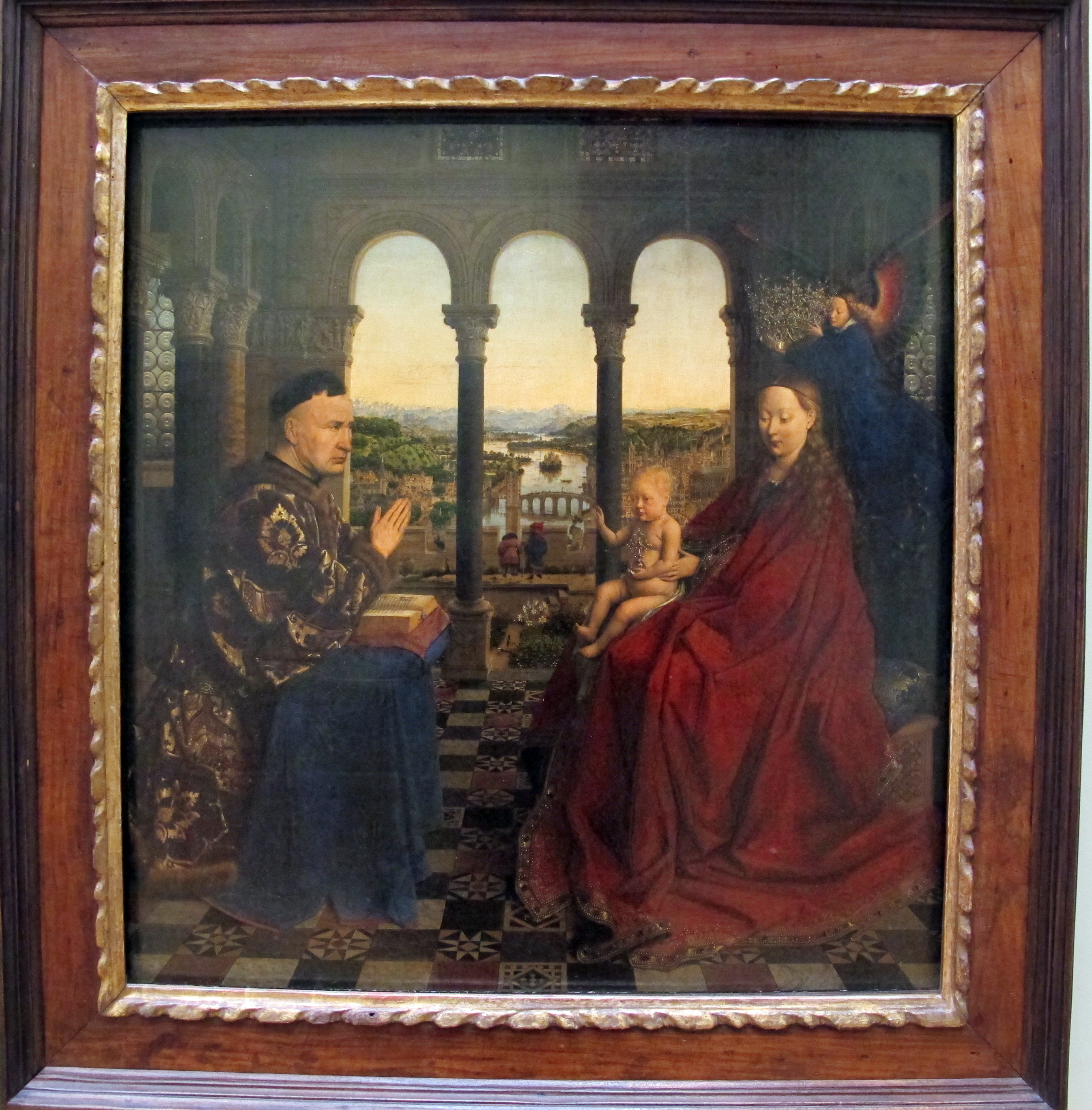 ヤン・ファン・エイク「ロランの聖母（La Vierge du Chancelier Rolin）」（1435年頃）パリ・ルーヴル美術館所蔵