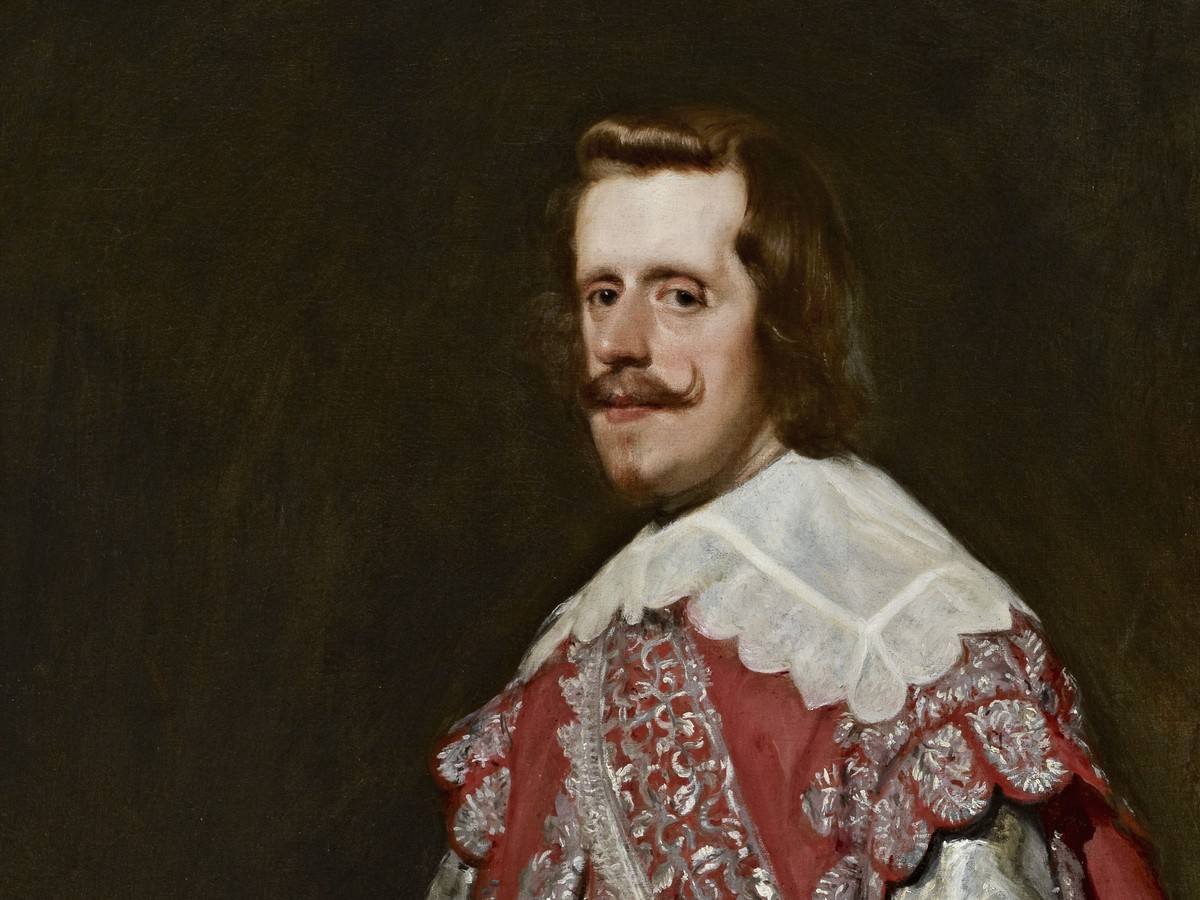 ディエゴ・ベラスケス「フラガでのフェリペ4世」(1644年)詳細——フェリペ4世の横顔と胸元