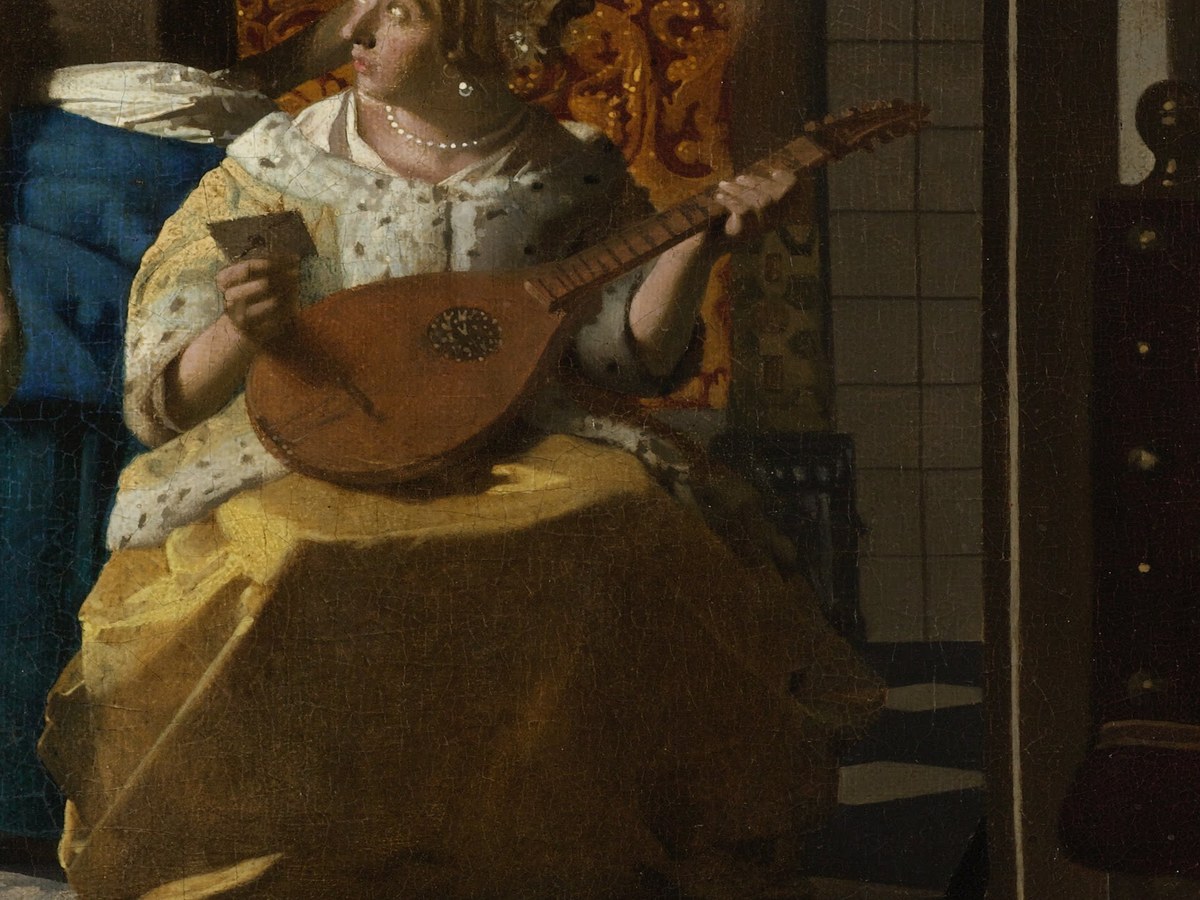 フェルメール「恋文」(1669〜70年頃)手紙を受け取る女性と召使いのディテール