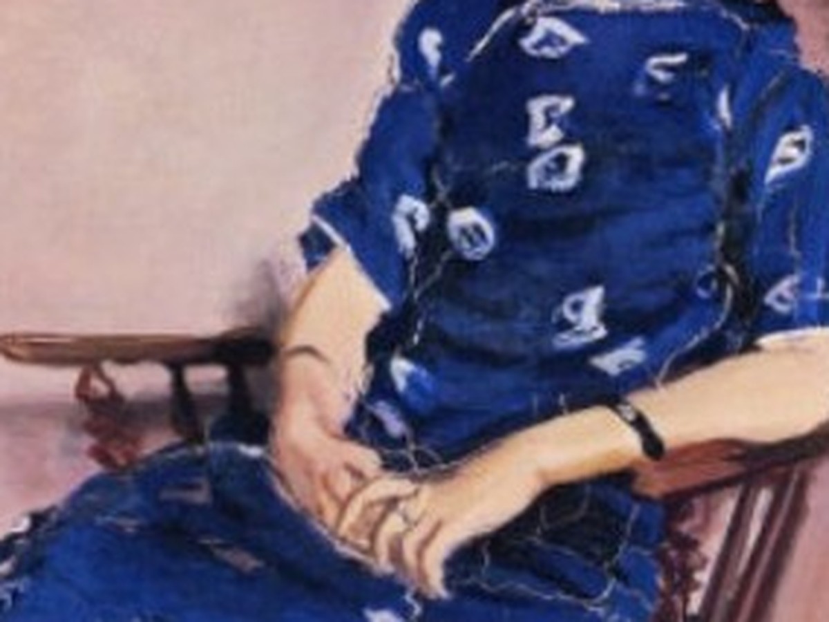 安井曾太郎「金蓉」(1934年)腕と手元のディテール