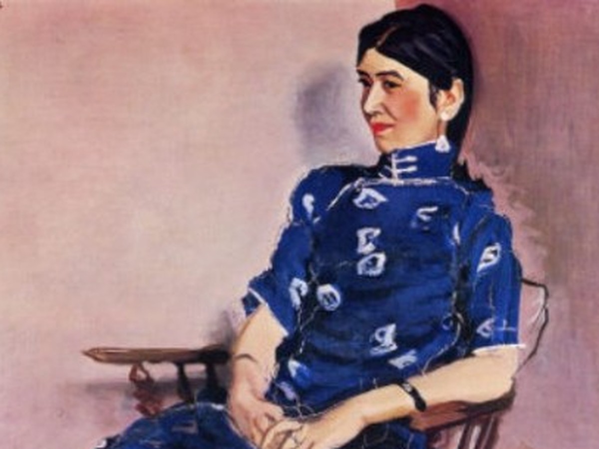 安井曾太郎「金蓉」(1934年)詳細——顔と上半身部分のクロップ