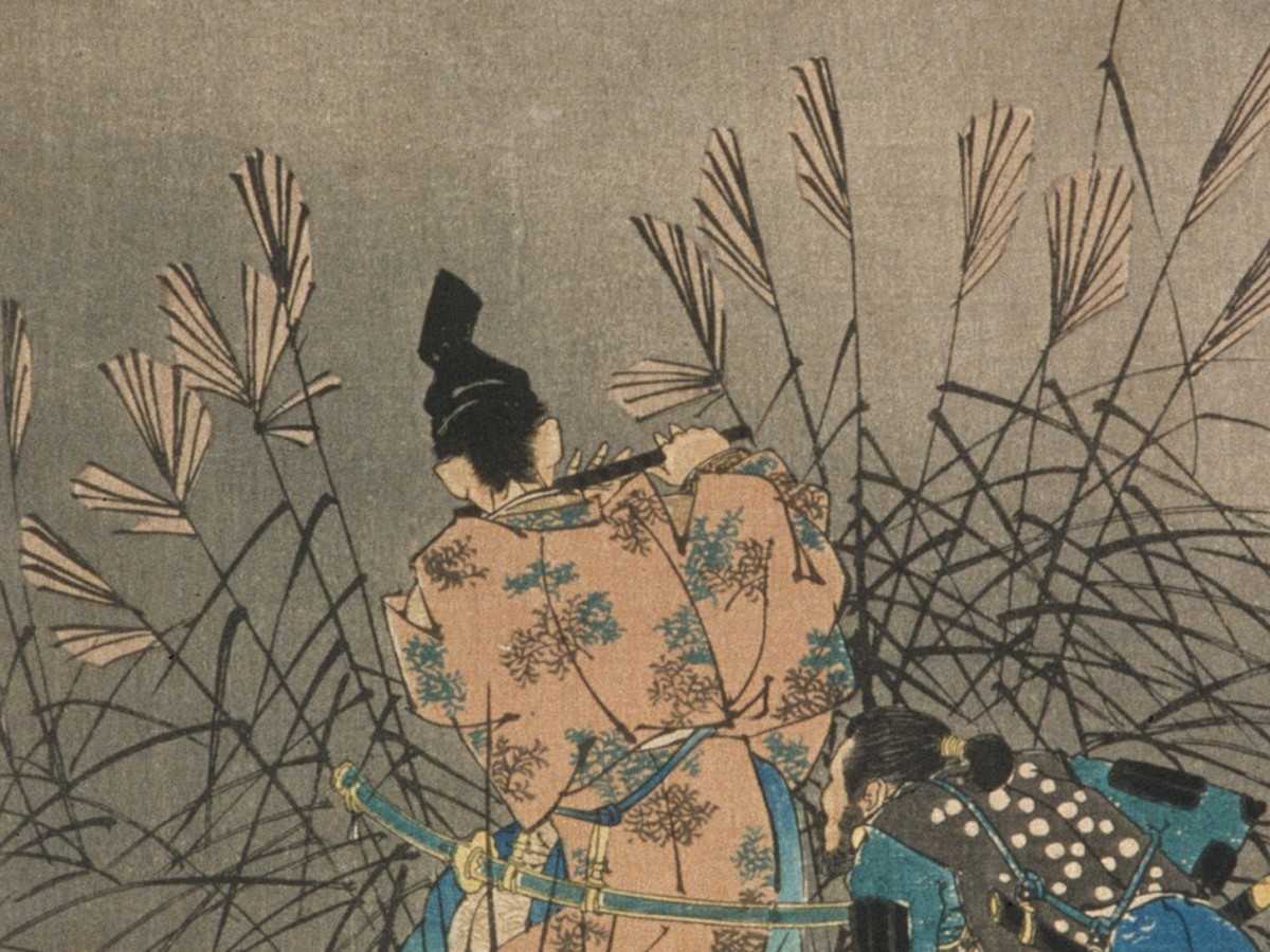月岡芳年「月百姿 原野の月」藤原保昌と随行者のディテール