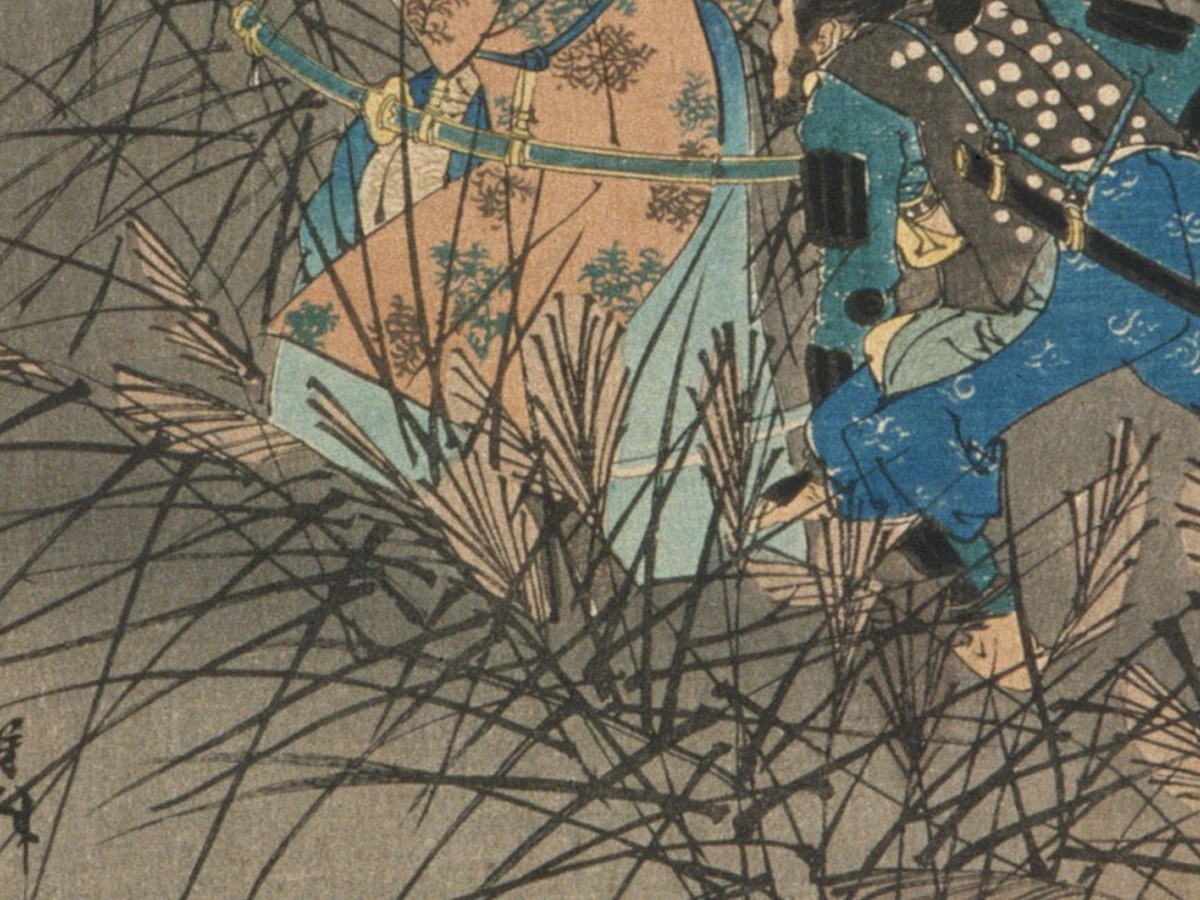 月岡芳年「月百姿 原野の月」秋草のディテール
