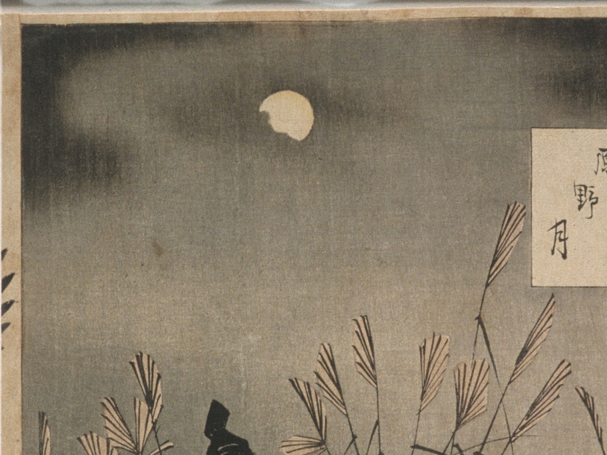 月岡芳年「月百姿 原野の月」夜空と月のディテール