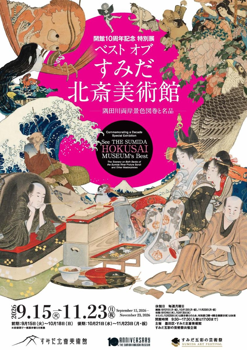 開館10周年記念 特別展 ベスト オブ すみだ北斎美術館ー隅田川両岸景色図巻と名品ー（すみだ北斎美術館）のポスター