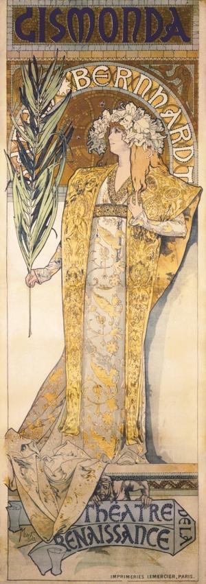 特別展「ミュシャ展 アール・ヌーヴォーの女神たち」（下関市立美術館）のポスター